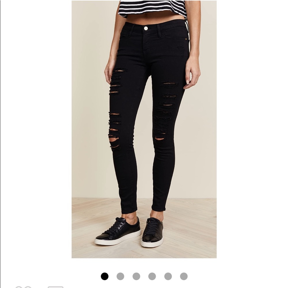 Frame denim Le Skinny ripped black jeans